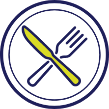 Meal with fork and knife icon